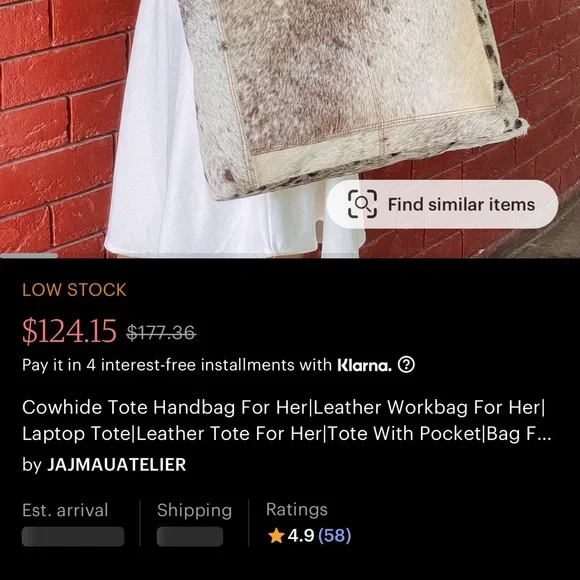 Cowhide handmade leather tote bag purse - Picture 3 of 3